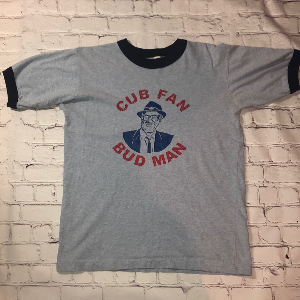 Vintage Chicago Cubs Cub Fan Bud Man Ringer Shirt